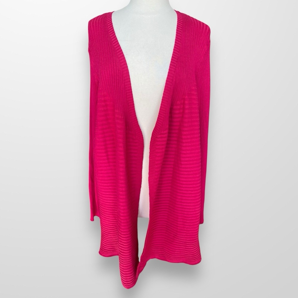 Lane Bryant Womens Size 22 / 24 Cardigan Sweater Lightweight Ribbed Pink Stretch - Picture 7 of 8